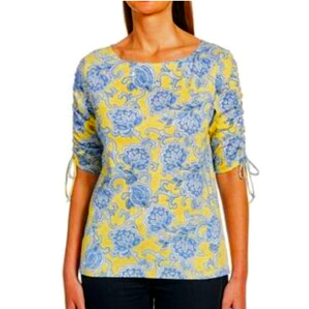 Rafaella cotton paisley top blouse LG *Z